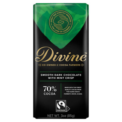 Divine 70% Cocoa Smooth Dark Chocolate with Mint Crisp, 3 oz