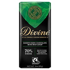 Divine 70% Cocoa Smooth Dark with Mint Crisp, Chocolate, 3 Ounce