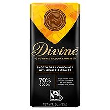 Divine 70% Cocoa Smooth Dark Chocolate with Ginger & Orange, 3 oz