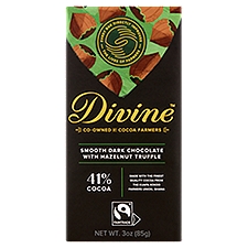 Divine 41% Cocoa Smooth Dark Chocolate with Hazelnut Truffle, 3 oz