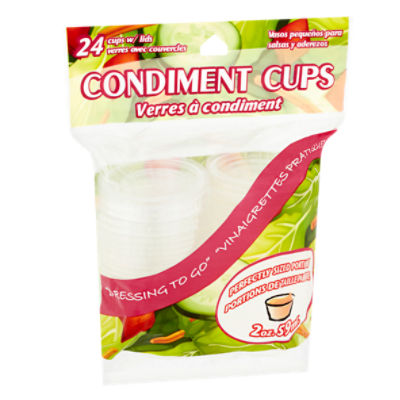Condiment Cups w/ Lids, 24 count, 24 Each