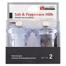 Jacent Culinary Elements Salt & Peppercorn Mills, 2 count