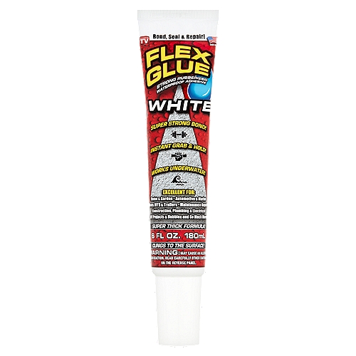 Flex Glue Strong Rubberized Waterproof White Adhesive, 6 fl oz