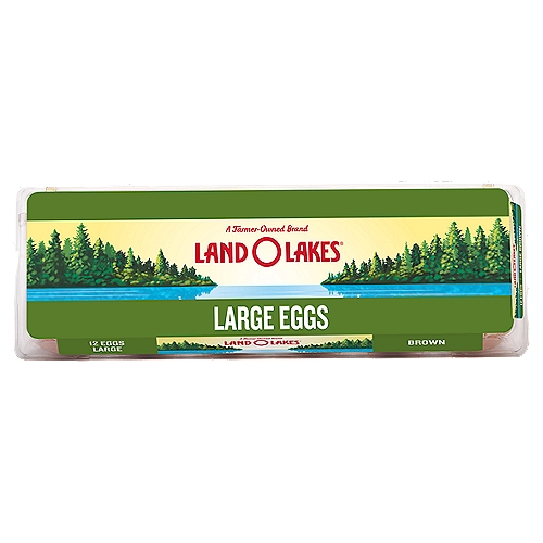 Land O Lakes Brown Eggs, Large, 12 count, 24 oz
Vegetarian feed contains no added antibiotics, hormones*, animal fat, or animal by-products

Land O Lakes® Large Brown Eggs are produced by hens fed a simple vegetarian diet that contains no hormones*, steroids, antibiotics or animal by-products. All eggs are graded and approved by the USDA for quality and freshness and packed in clear cartons that are made of 100% recycled PETE plastic. It's the kind of commitment to quality and simplicity you don't see everywhere, and it produces eggs so fresh and delicious, they make ordinary eggs pale in comparison.
* No hormones are used in the production of shell eggs.