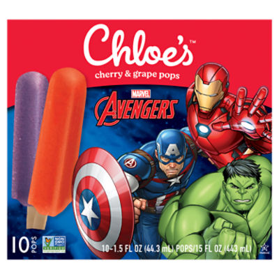 Chloe's Avengers Cherry & Grape Fruit Pops 10PK