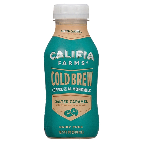 Califia Farms Salted Caramel Cold Brew Coffee with Almondmilk, 10.5 fl oz
Smooth Cold Brew meets our creamy almondmilk plus rich Caramel indulgence and a pinch of sea salt. Your favorite iced coffee is Ready When You Are. Grab and go forth!