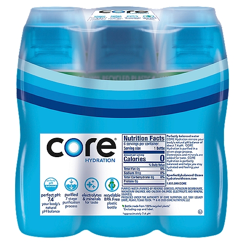 Core Hydration Perfectly Balanced Water, .5 L bottles, 6 Pack