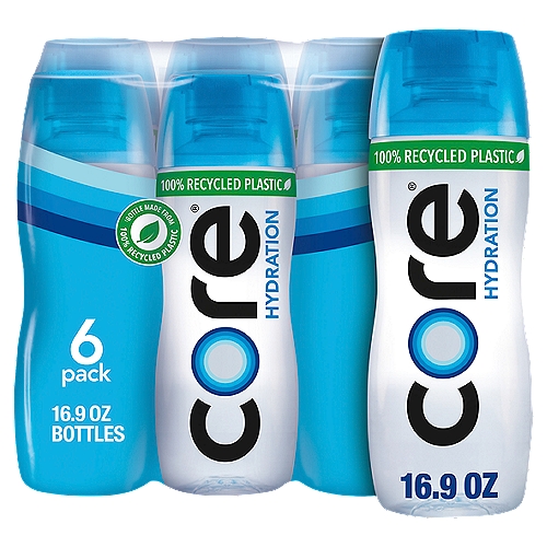 Core Hydration is perfectly balanced pH water designed to work in harmony with your body's natural pH of 7.4*. Purified and enhanced with electrolytes and minerals, Core Hydration is designed for an active lifestyle and will help you stay feeling your best. Core believes true balance is on the inside as well as the outside, that's why Core is committed to a more sustainable future. Now, in addition to Core being recyclable, it's bottles are also made with 100% recycled plastic (excludes cap and label)! Core is available in five sizes, including a wide mouth sports cap. The bottle was also envisioned with your lifestyle in mind — the contoured silhouette makes it easy to hold when on the go, the wide mouth opening makes hydrating quicker and the cup cap makes it easier to share with friends. Hydrate with the clean, crisp taste of Core and enjoy staying balanced. Find Your Balance. Find Your Core.