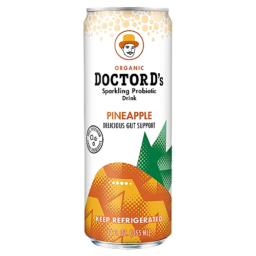 Doctor D's Pineapple Sparkling Probiotic Drink, 12 fl oz