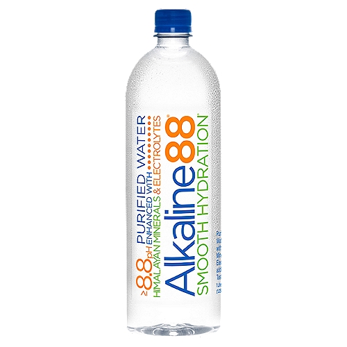 Alkaline88 Smooth Hydration Purified Water, 1 qt
Purified Water Enhanced with Himalayan Minerals & Electrolytes

Ionized H₂O®

Clean Beverage® - Clean & Pure

Bottled from water sources meeting requirements of US EPA drinking water regulations