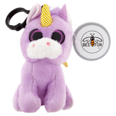 Jacent Bee Fun Purple Unicorn Plush Keychain