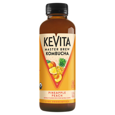 Kevita Master Brew Kombucha Pineapple Peach Naturally Flavored 15.2 Fl Oz Bottle, 15.2 Fluid ounce