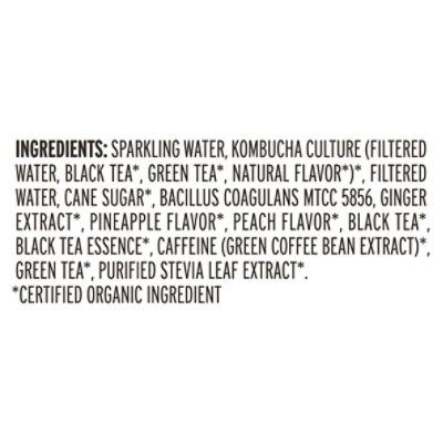 Kevita Master Brew Kombucha Pineapple Peach Naturally Flavored 15.2 Fl Oz Bottle