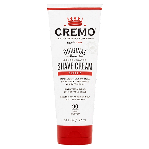 Cremo Astonishingly Superior Classic Concentrated Shave Cream, 6 fl oz