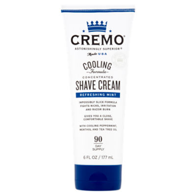 Cremo Astonishingly Superior Refreshing Mint Concentrated Shave Cream, 6 fl oz, 6 Fluid ounce