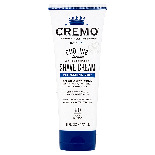 Cremo Astonishingly Superior Refreshing Mint Concentrated Shave Cream, 6 fl oz