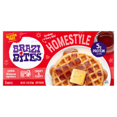 Brazi Bites Gluten Free Homestyle Waffles, 6 count, 7.4 oz