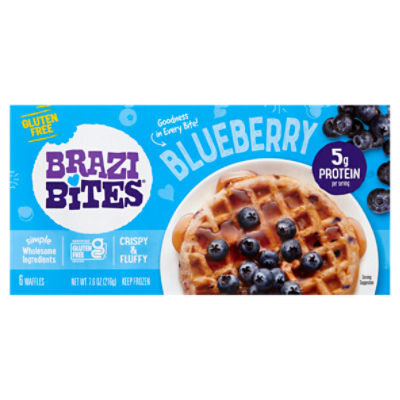 Brazi Bites Gluten Free Blueberry Waffles, 6 count, 7.6 oz