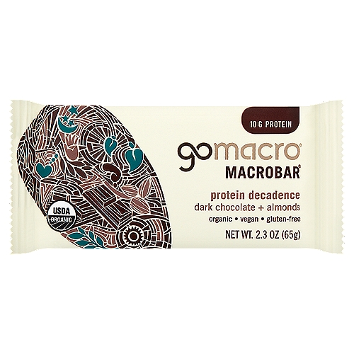 GoMacro Protein Decadence Dark Chocolate + Almonds Macrobar, 2.3 oz