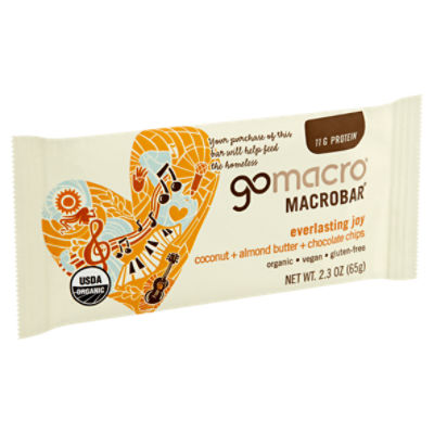 GoMacro Everlasting Joy Coconut + Almond Butter + Chocolate Chips, Macrobar