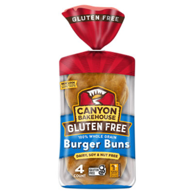 Canyon Bakehouse Gluten Free 100% Whole Grain Burger Buns, 4 count