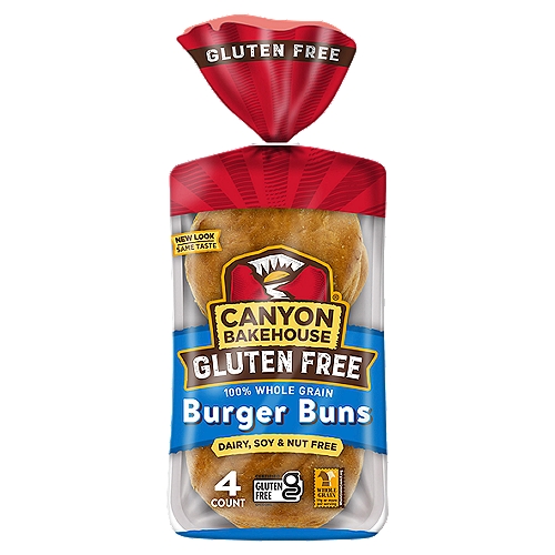 Canyon Bakehouse Gluten Free 100% Whole Grain Burger Buns, 4 count