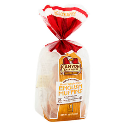 Canyon Bakehouse Gluten Free Honey Whole Grain English Muffins, 4 count