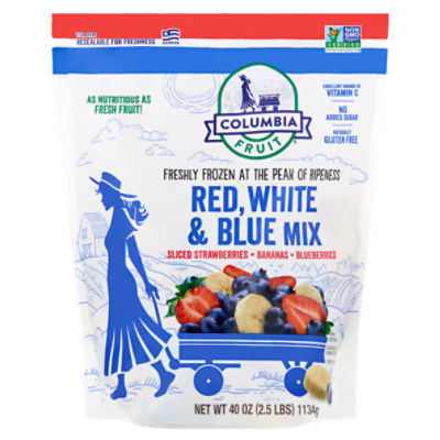 Columbia Fruit Red, White & Blue Mix Sliced Strawberries, Bananas, Blueberries, 40 oz, 40 Ounce