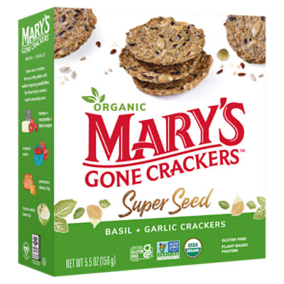 Mary's Gone Crackers Organic Super Seed Basil + Garlic Crackers, 5.5 oz