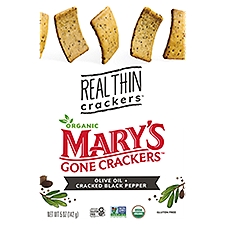 Mary's Gone Crackers Organic Olive Oil + Cracked Black Pepper Real Thin Crackers, 5 oz