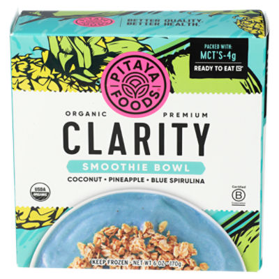 Pitaya Foods Organic Premium Coconut, Pineapple, Blue Spirulina Clarity Smoothie Bowl, 6 oz