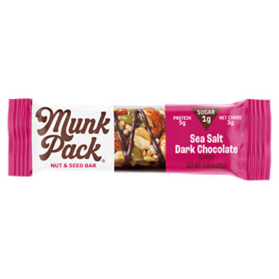 Munk Pack Sea Salt Dark Chocolate Flavored Keto Nut & Seed Bar, 1.23 oz