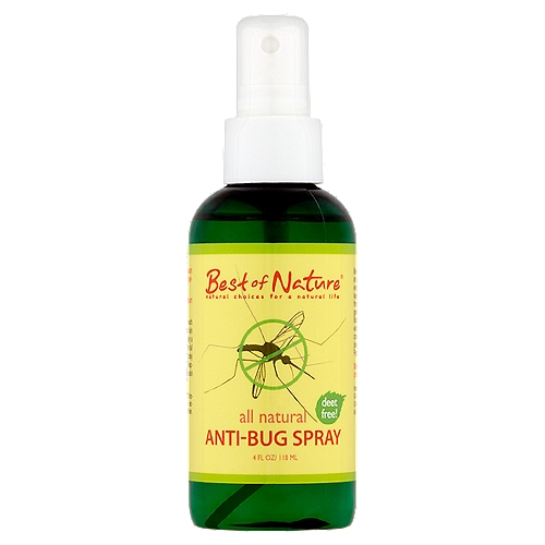 Best of Nature All Natural Anti-Bug Spray, 4 fl oz
Best of Nature Anti-Bug spray is a pleasant smelling, 100% natural insect repellent which uses pure essential oils to naturally keep mosquitos and other flying pests away from you and your family. It's so natural and gentle on your skin, you can feel totally confident in using it freely. Enjoy the outdoors without the use of Deet or other harsh chemicals. Naturally repel insects with the pleasant aroma of citronella, lemongrass peppermint, and cedarwood essential oils.