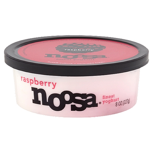 Noosa Raspberry Finest Yoghurt, 8 oz
Live Active Cultures: S. Thermophilus, L. Bulgaricus, L. Acidophilus, Bifidus, L. Casei

With whole milk from happy cows never treated with rBGH*
*according to the FDA, no significant difference has been shown between milk derived from rBGH treated and non-rBGH treated cows

Colorado fresh™