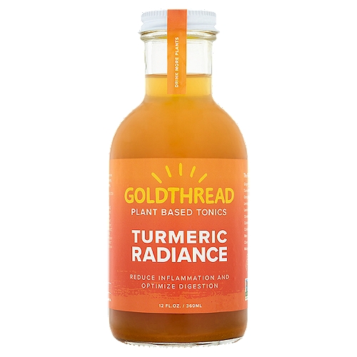 Goldthread Turmeric Radiance Plant Based Tonics, 12 fl oz 
The Formula
Ginger root, turmeric root, orange peel, lemongrass, lemon verbena, cinnamon chips, cardamom, coriander seeds, mace, cloves, Madagascar vanilla

Drink More Plants
According to Ayurvedic tradition, every cell contains Agni. the digestive fire that transforms raw elements into powerful life energy. Carminative spices, saturated with the warmth of tropical sunshine, contain the power to ignite metabolism. Drinking spices is a traditional approach to support digestion and catalyze the life force within.
William Siff Msc. A.O.M.
Founder + Chief Herbalist