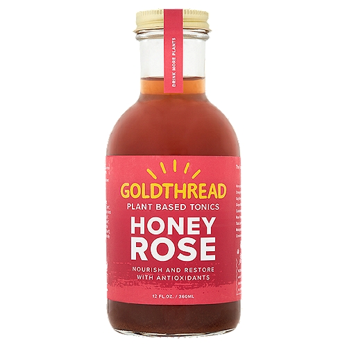 Goldthread Honey Rose Plant Based Tonics, 12 fl oz
The Formula
Honeybush twigs, orange peel, goji berry, ginger root, cardamom pods, rose petals, tulsi leaf + flower, madagascar vanilla, cinnamon chips

Drink More Plants
Native to coastal South Africa, this powerfully restorative tonic is as rich as the ochre soil of its home-land. Honeybush, blended with a delicious combination of bold spices and delicate flowers creates a smooth and satisfying infusion. Honey rose is a sun drenched oasis of phytonutrients, minerals, and trace elements dripping with flavor and the ability to sustain us for the long haul.
William Siff Msc. A.O.M.
Founder + Chief Herbalist