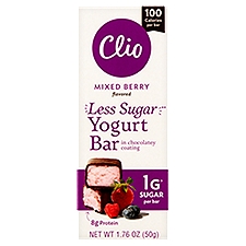 Clio Mixed Berry Flavored in Chocolatey Coating, Yogurt Bar, 1.76 Ounce