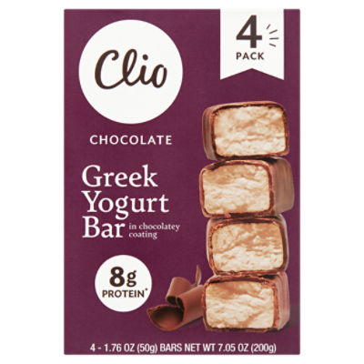 Clio Chocolate Greek Yogurt Bar in Chocolatey Coating, 1.76 oz, 4 count