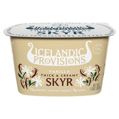 Icelandic Provisions Vanilla Thick & Creamy Skyr Low Fat Yogurt, 5.3 oz