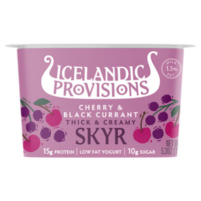 Icelandic Provisions Cherry & Black Currant Thick & Creamy Skyr Low Fat Yogurt, 5.3 oz