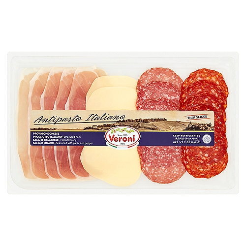 Veroni Provolone Cheese, Prosciutto Italiano, Salame Calabrese & Milano  Antipasto Italiano, 7 oz