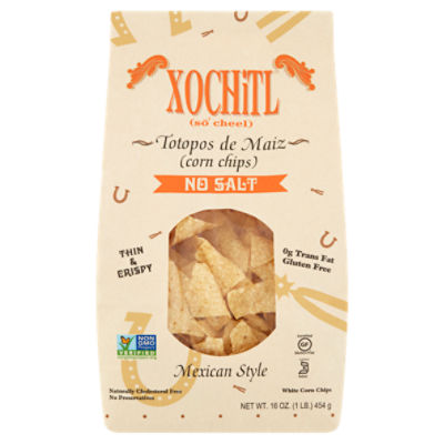 Xochitl No Salt Mexican Style White Corn Chips, 16 oz