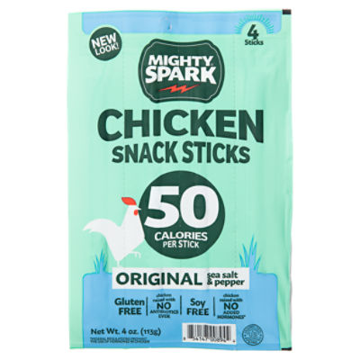 Mighty Spark Original Sea Salt & Pepper Chicken Snack Sticks, 4 count, 4 oz