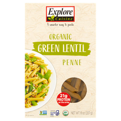 Explore Cuisine Organic Green Lentil Penne Pasta, 8 oz
