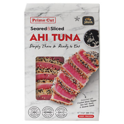 Java Prime Cut Seared & Sliced AHI TUNA 4 oz. Sesame Kosher, Ready to Eat