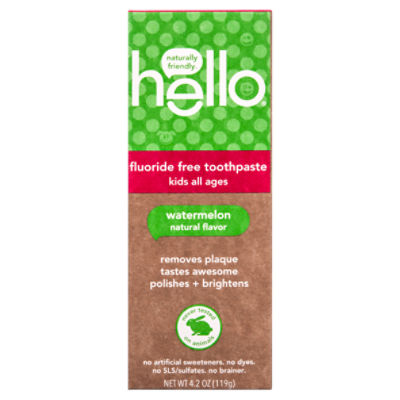 Hello Kids Fluoride Free Watermelon Toothpaste, 4.2 oz