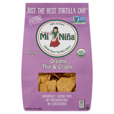 Tortilleria Mi Niña Organic Sea Salt White Corn Tortilla Chips, 10 oz