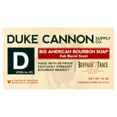 Duke Cannon Supply Co. Buffalo Trace Bourbon Soap, Big American, Oak Barrel Scent - 10 oz