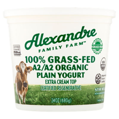 Alexandre Family Farm 100% Grass-Fed A2/A2 Organic Plain Yogurt, 24 oz