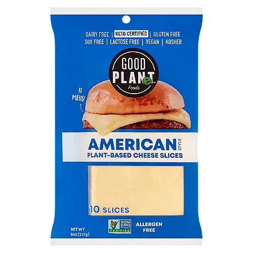 Good Planet Foods PLANT-BASED CHEESE AMERICAN SLICES, 10 SLICES, 8 OUNCES